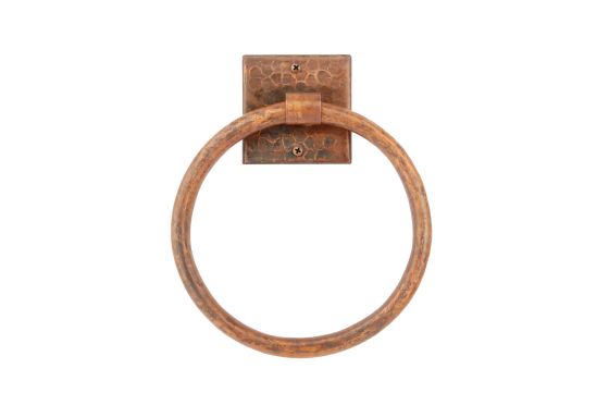 7" Hand Hammered Copper Towel Ring