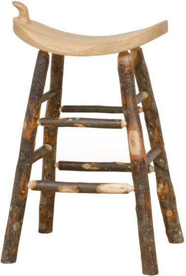 Hickory Log Western Saddle Stool