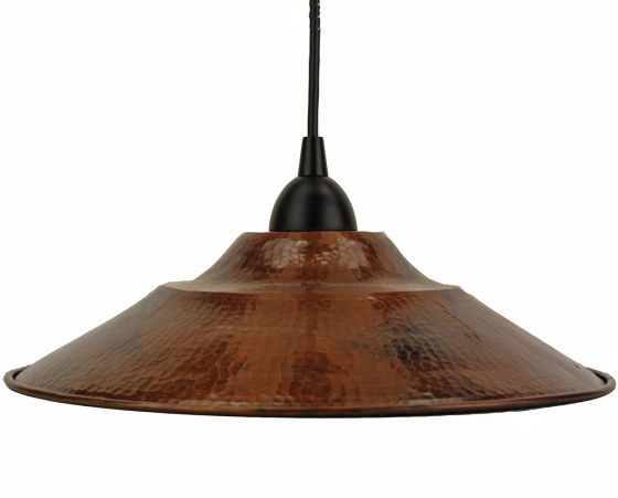 13" Hand Hammered Copper Large Pendant Light Shade Closeup