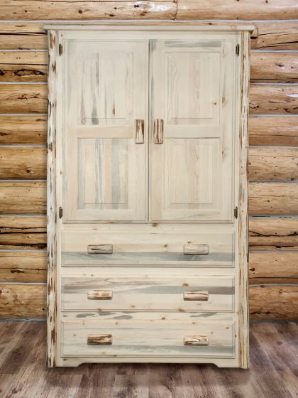 Montana 3 Drawer Log Armoire--Clear finish