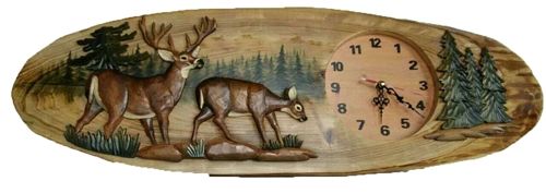 Buck & Doe 3D Rustic Wood Wall Clock