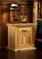 Cedar Lake Lodge Enclosed Log Nightstand--Honey finish
