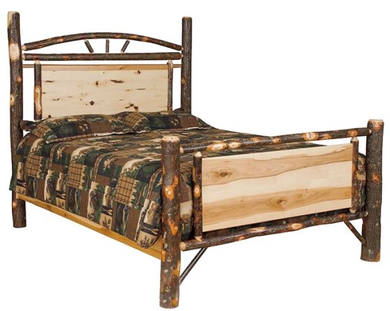Saranac Hickory Log Panel Bed--Queen