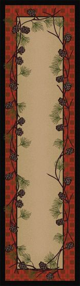 Delicate Pines Runner Rug - Red Plaid