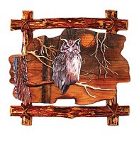 Observant Owl Rustic Wood Art