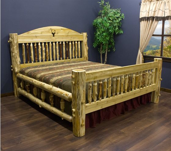 Rustic Silhouette Cut-out Cedar Log Bed