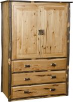 Rustic Hickory 3 Drawer Log Armoire