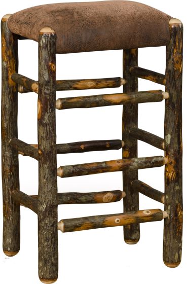 Hickory Log Upholstered Counter Stool